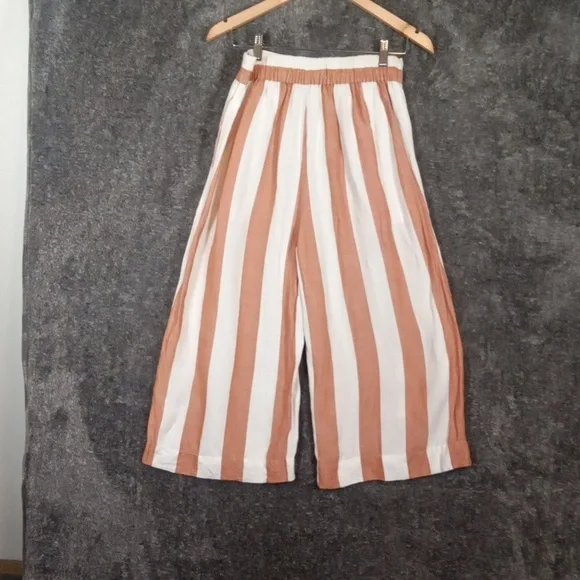 Madewell Huston Pull On Ankle Crop Pants Linen Viscose Blend Vacation Small - Picture 3 of 7